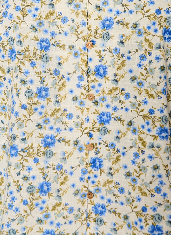 Katoenen shirt met korte mouwen en een V-hals, Blauw, Packshot image number 2