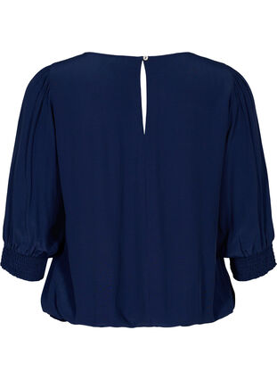 Effen viscose blouse met balloneffect, Navy Blazer, Packshot image number 1
