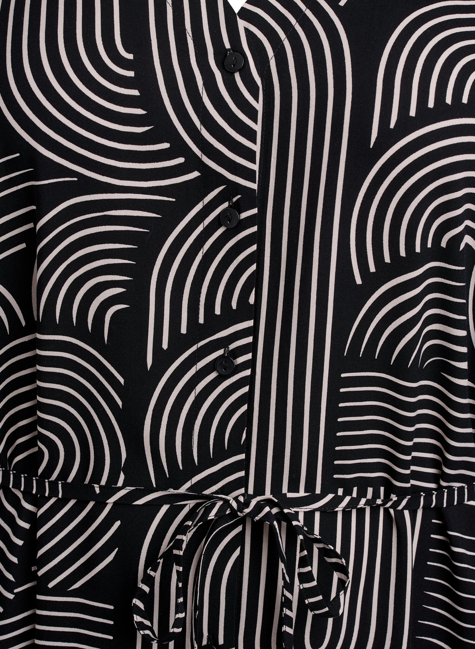 ZizziJurk met print en strikceintuur, Zwart, Packshot image number 2