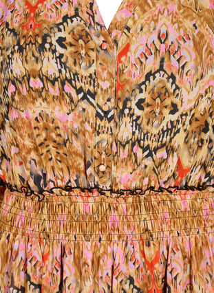 Robe midi imprimée avec smock et manches 3/4, Colorful Ethnic, Packshot image number 2