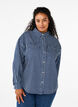 Effen denim overhemd met borstzakken, Blue Denim Stripe, Model image number 0