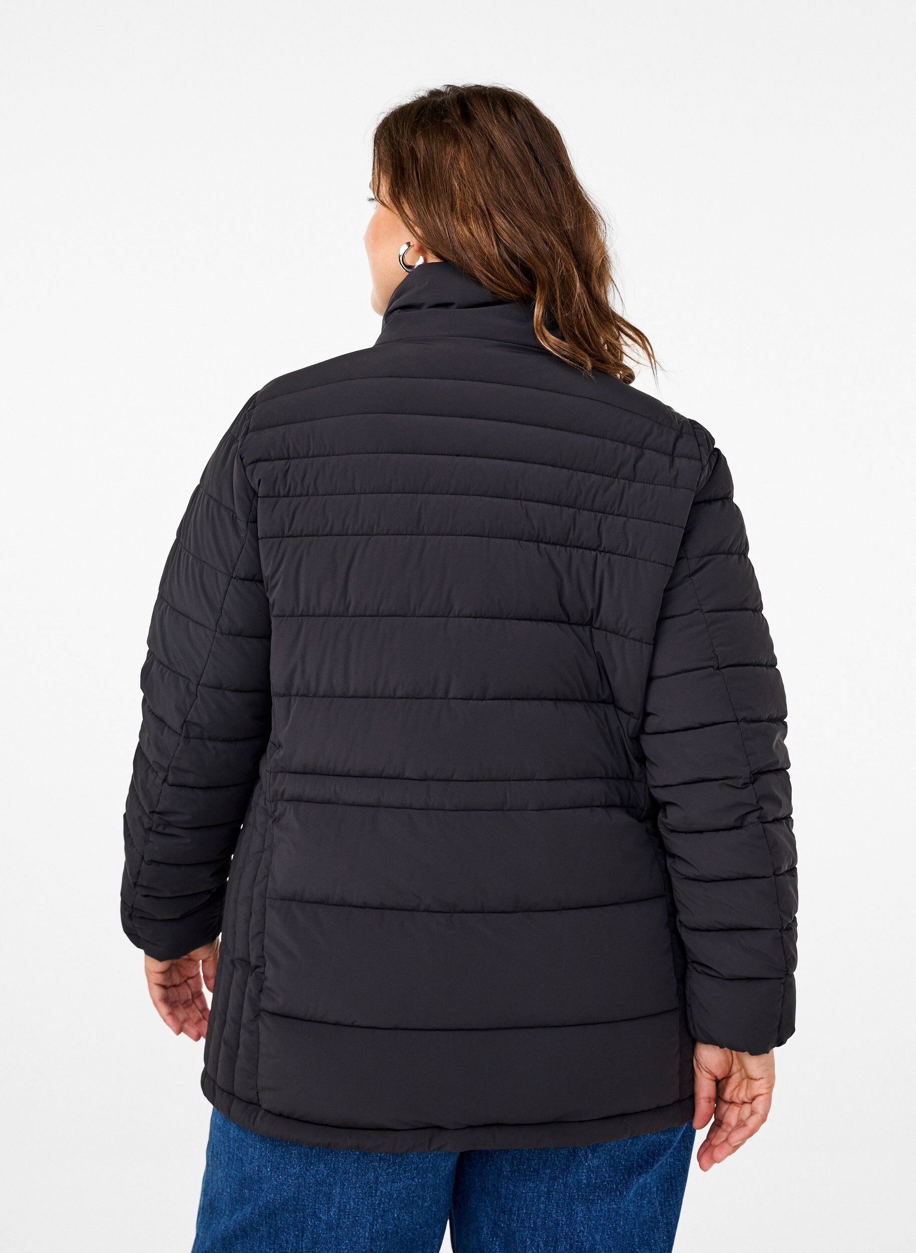 ZizziKorte puffer jas met zakken, Zwart, Model image number 2