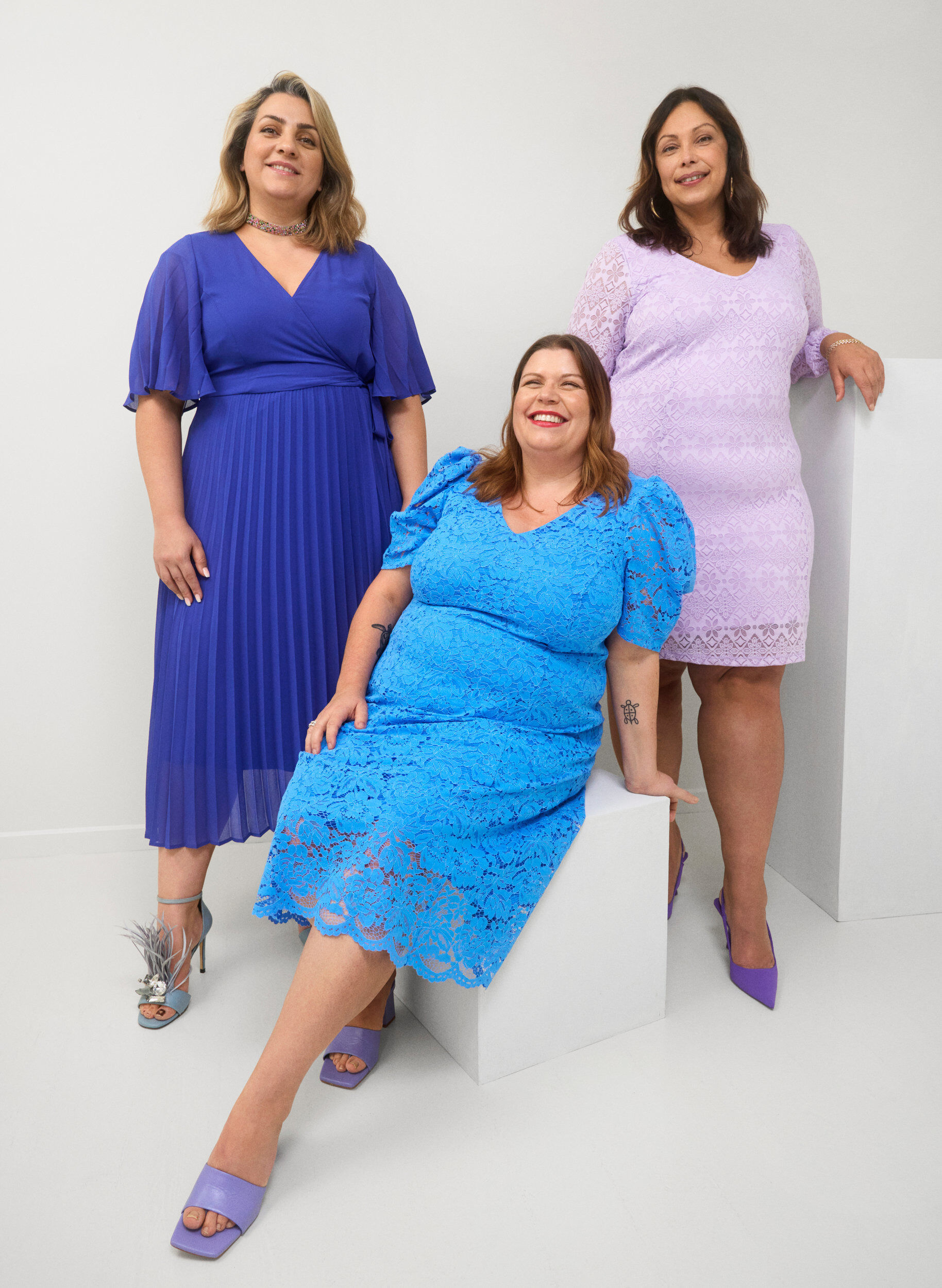 ZizziKanten jurk met v-snit en lange mouwen, Pastel Lilac, Image image number 0