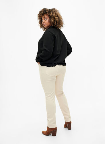 Slim fit Emily jeans met normale taille, Oatmeal, Model image number 1