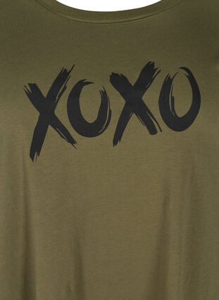 Haut en coton à manches courtes en forme trapèze , Ivy Green XOXO, Packshot image number 2