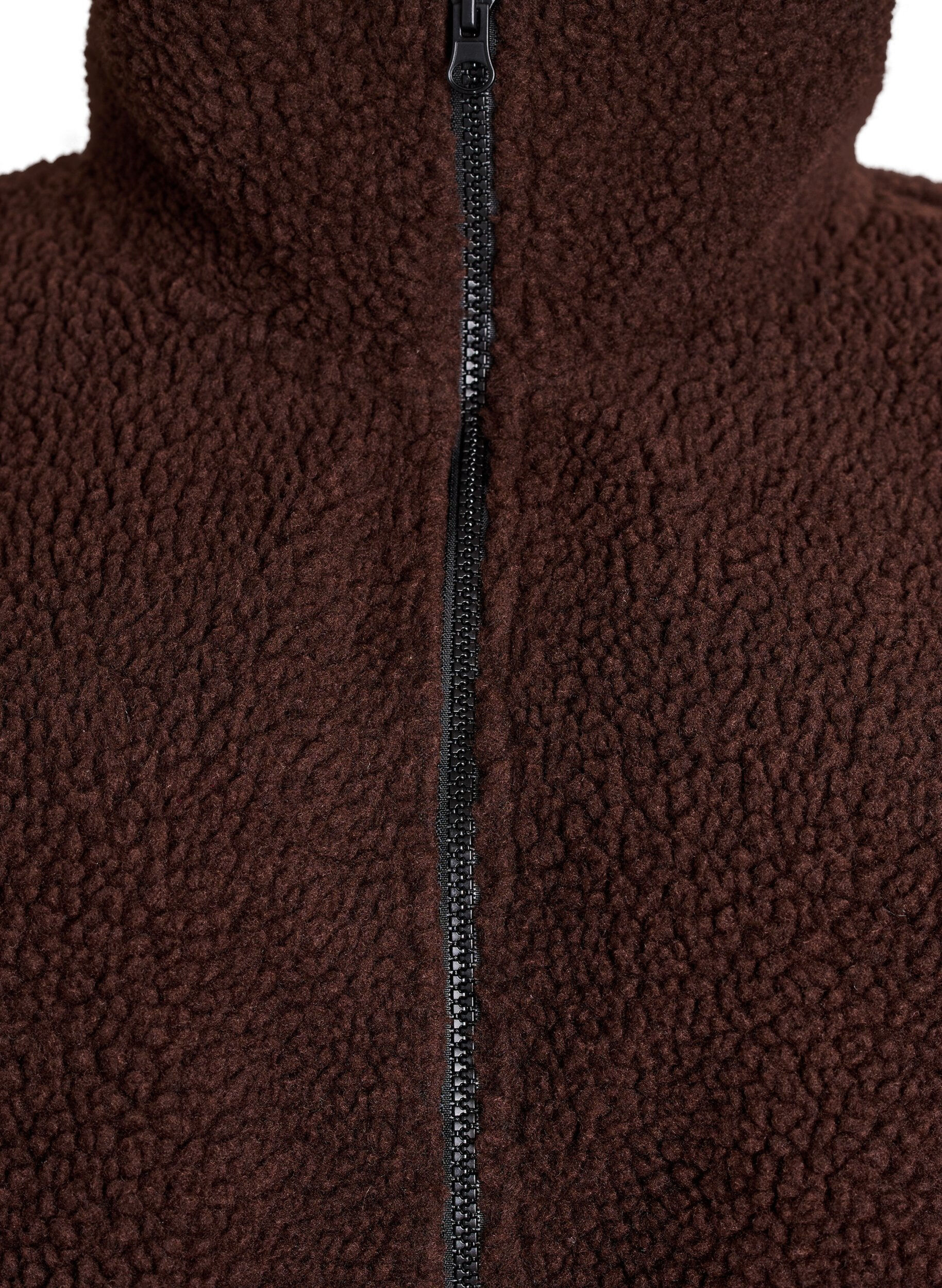 Zizzi Veste teddy sportive zipp&eacute;e, Marron, Packshot image number 2