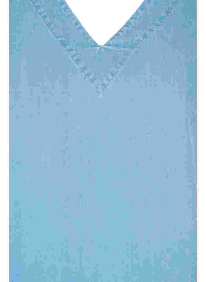 Chemisier à manches drapées, Light blue denim, Packshot image number 2