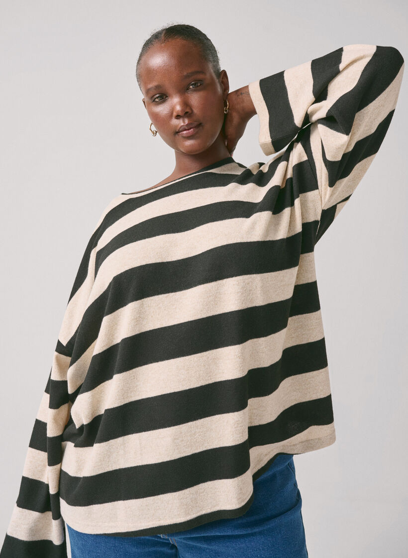  Chemisier à manches longues avec rayures, Bl. Beige Mel.Stripe, Image image number 0