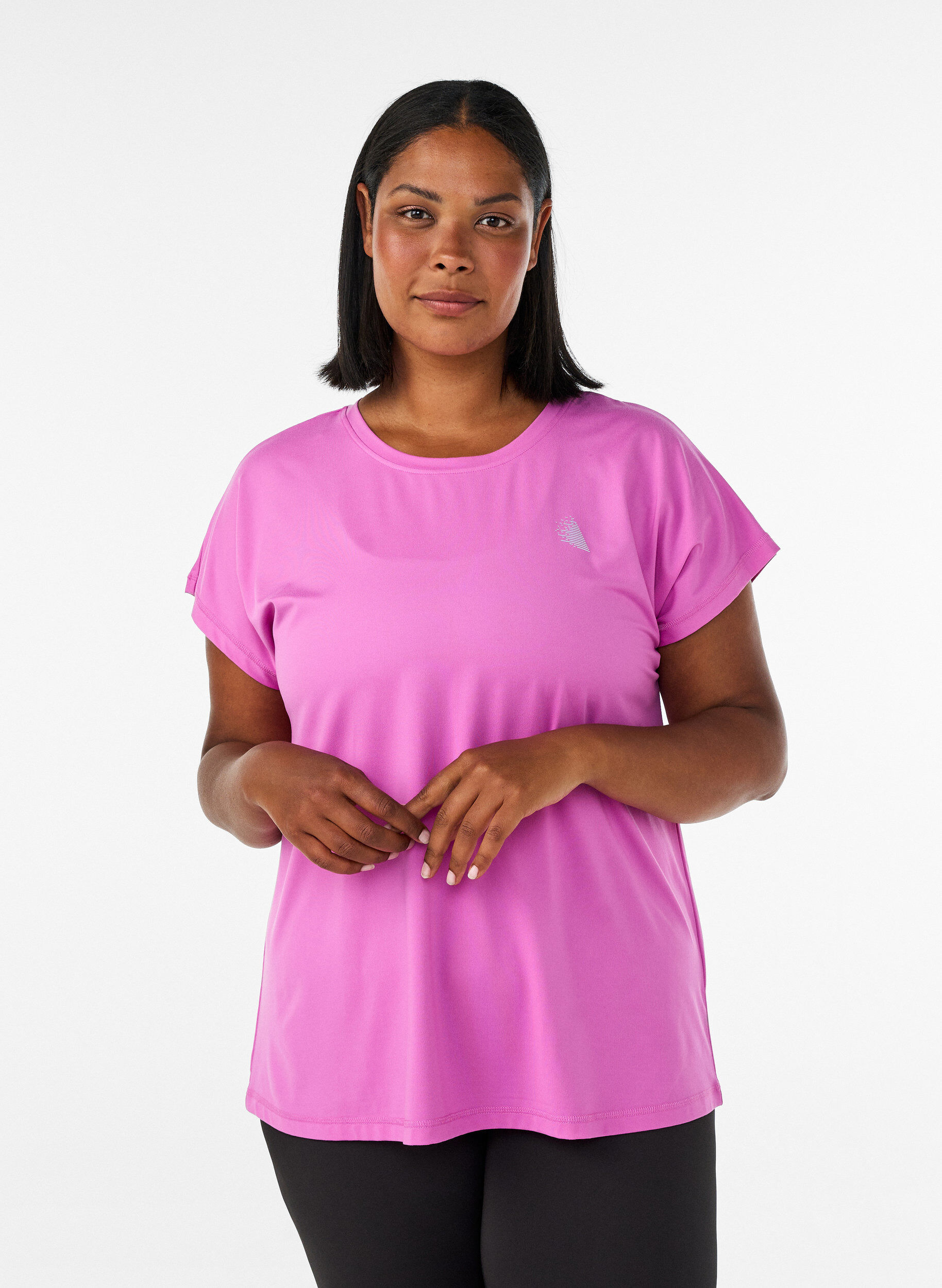 T-shirt de sport couleur unie, Violet, Model