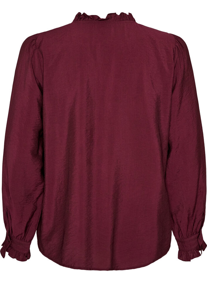 Shirtblouse met geborduurde bloemapplicaties, Rood, Packshot image number 1