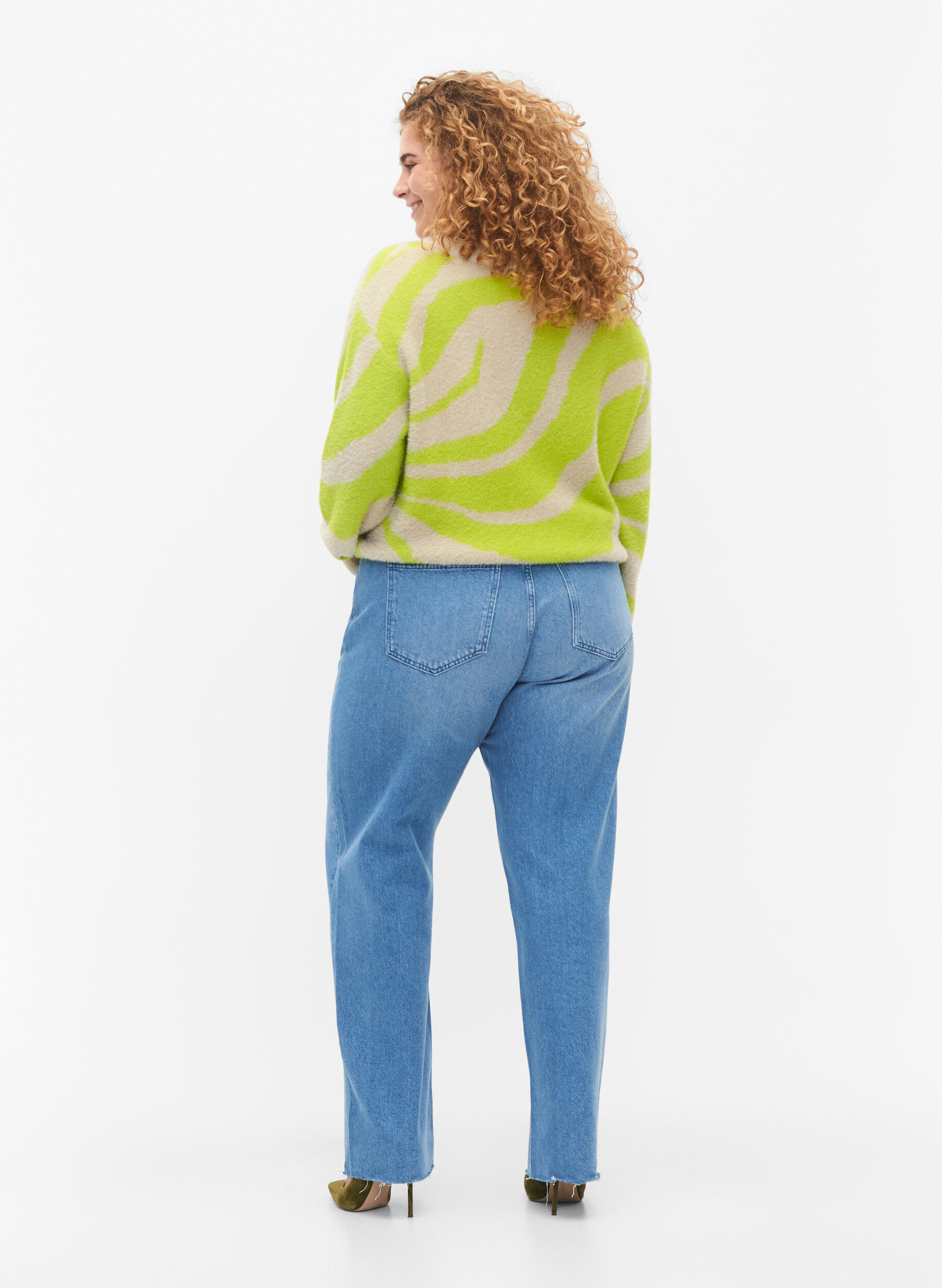 ZizziJeans met rechte pijp en rafels, Medium Blue, Model image number 1