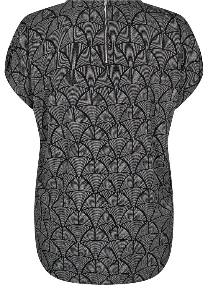 Blouse met korte mouwen en print, Black Grey Graphic , Packshot image number 1