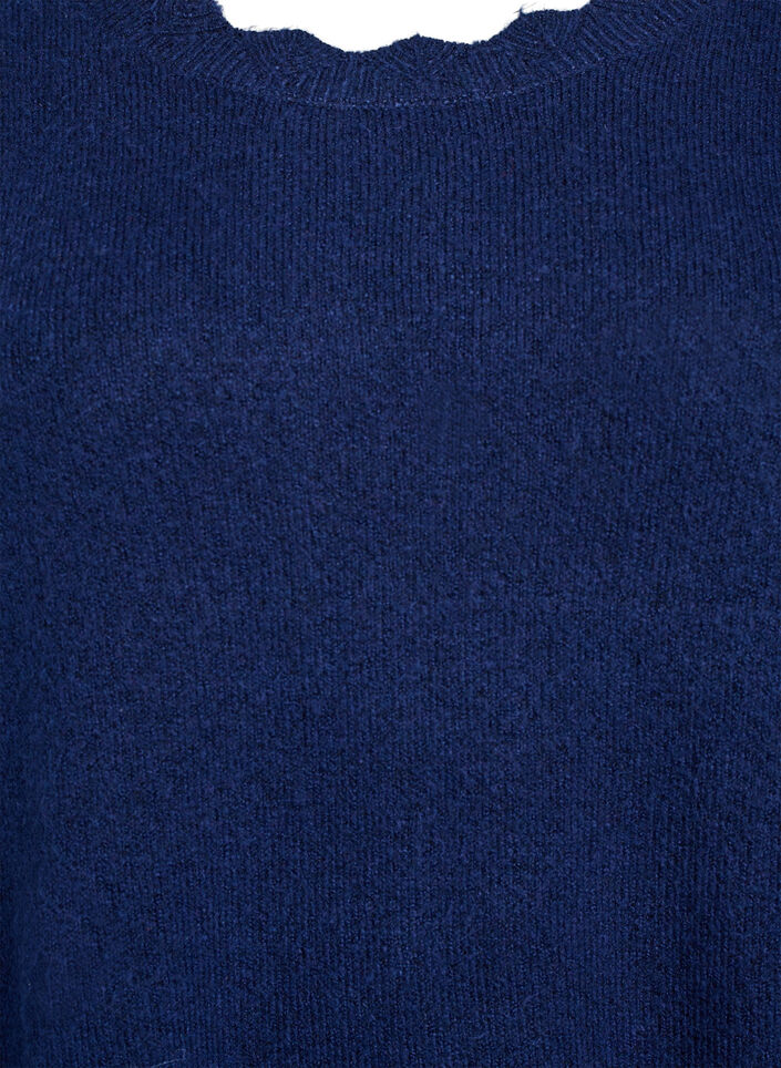 Robe courte en maille avec ourlet ondul&eacute; et fentes, Bleu, Packshot image number 2