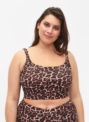 Bedrukte bikinitop met verstelbare bandjes, Autentic Leopard, Model image number 0