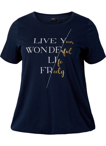 T-shirt en coton à manches courtes avec bord élastique, Night Sky W. Live, Packshot image number 0