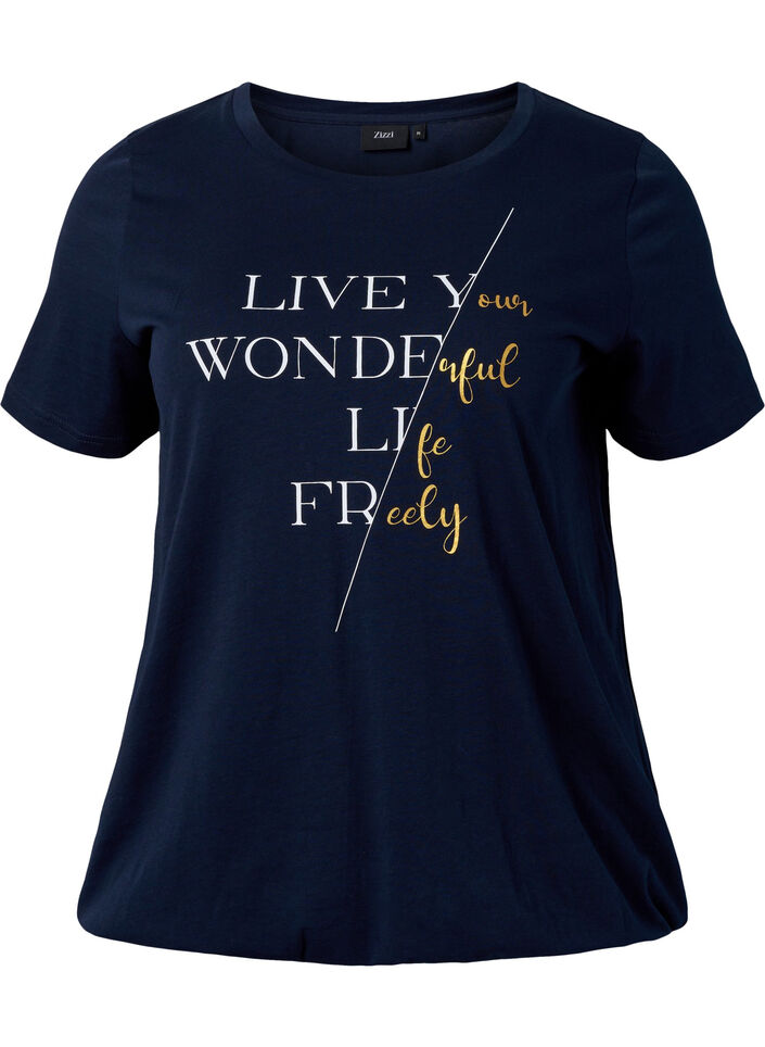 T-shirt en coton à manches courtes avec bord élastique, Night Sky W. Live, Packshot