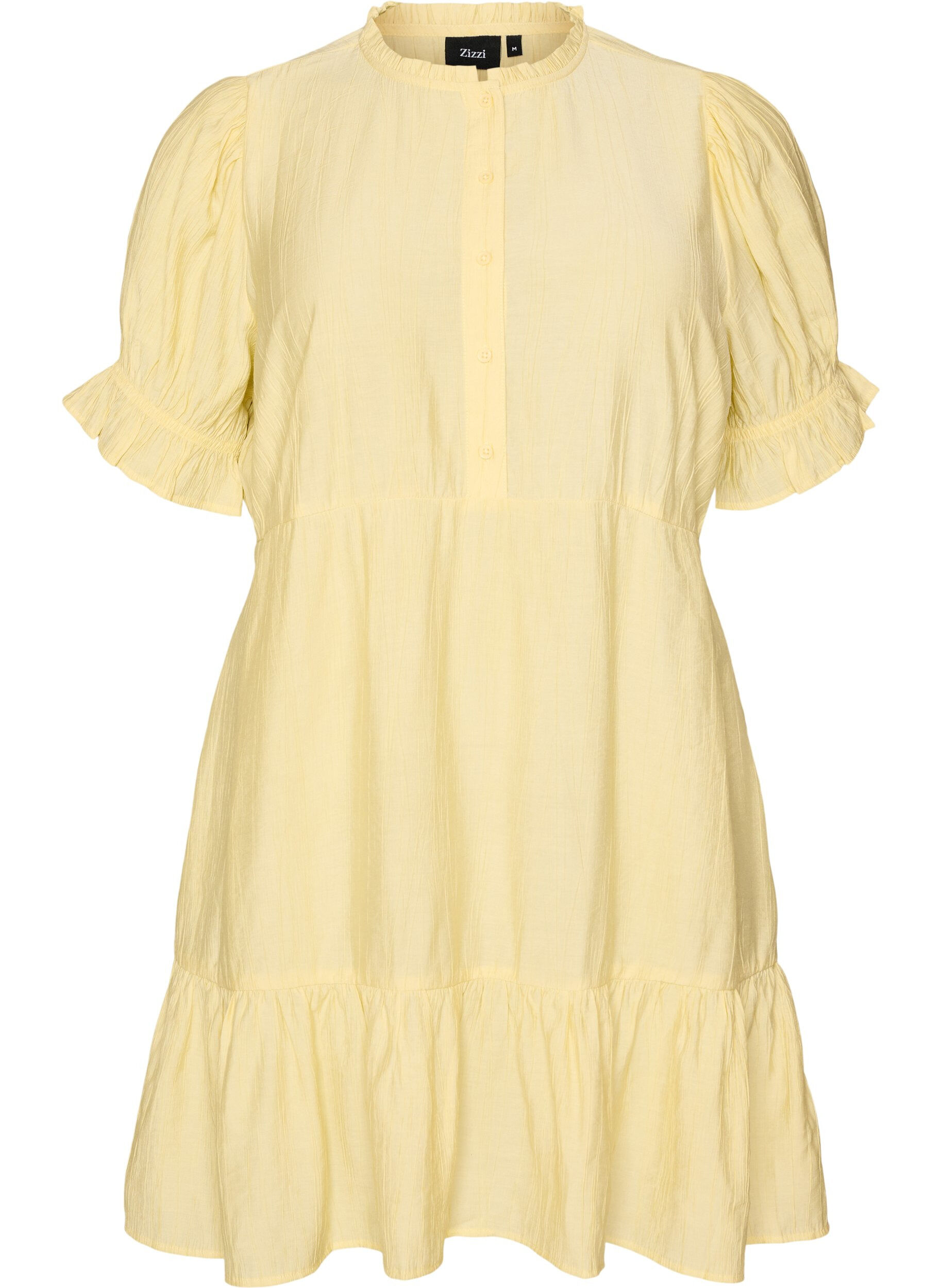 ZizziRobe courte en viscose avec volants, Jaune, Packshot image number 0