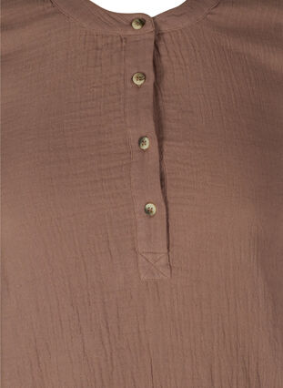 Katoenen blouse met knopen en 3/4-mouwen, Deep Taupe, Packshot image number 2
