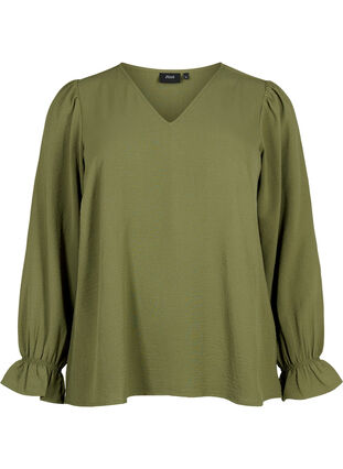 V-hals blouse met lange mouwen, Kalamata, Packshot image number 0