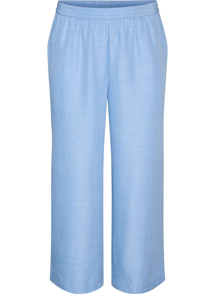 Losse broek met elastische tailleband en zakken, Blauw, Packshot image number 0