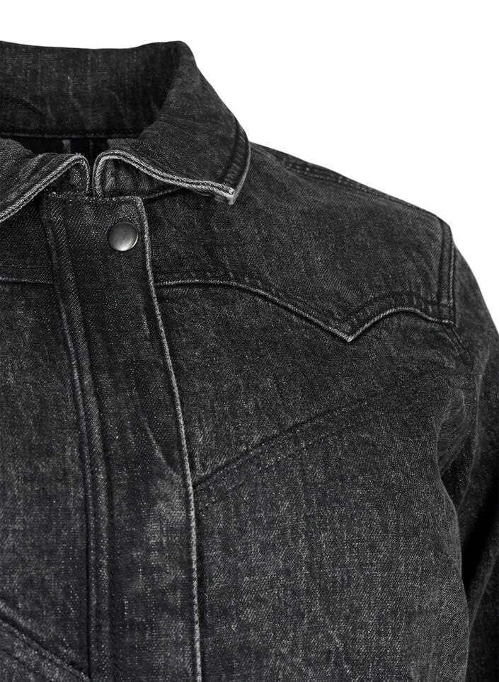 Spijkerjasje met verborgen ritssluiting, Dark Grey Denim, Packshot image number 2