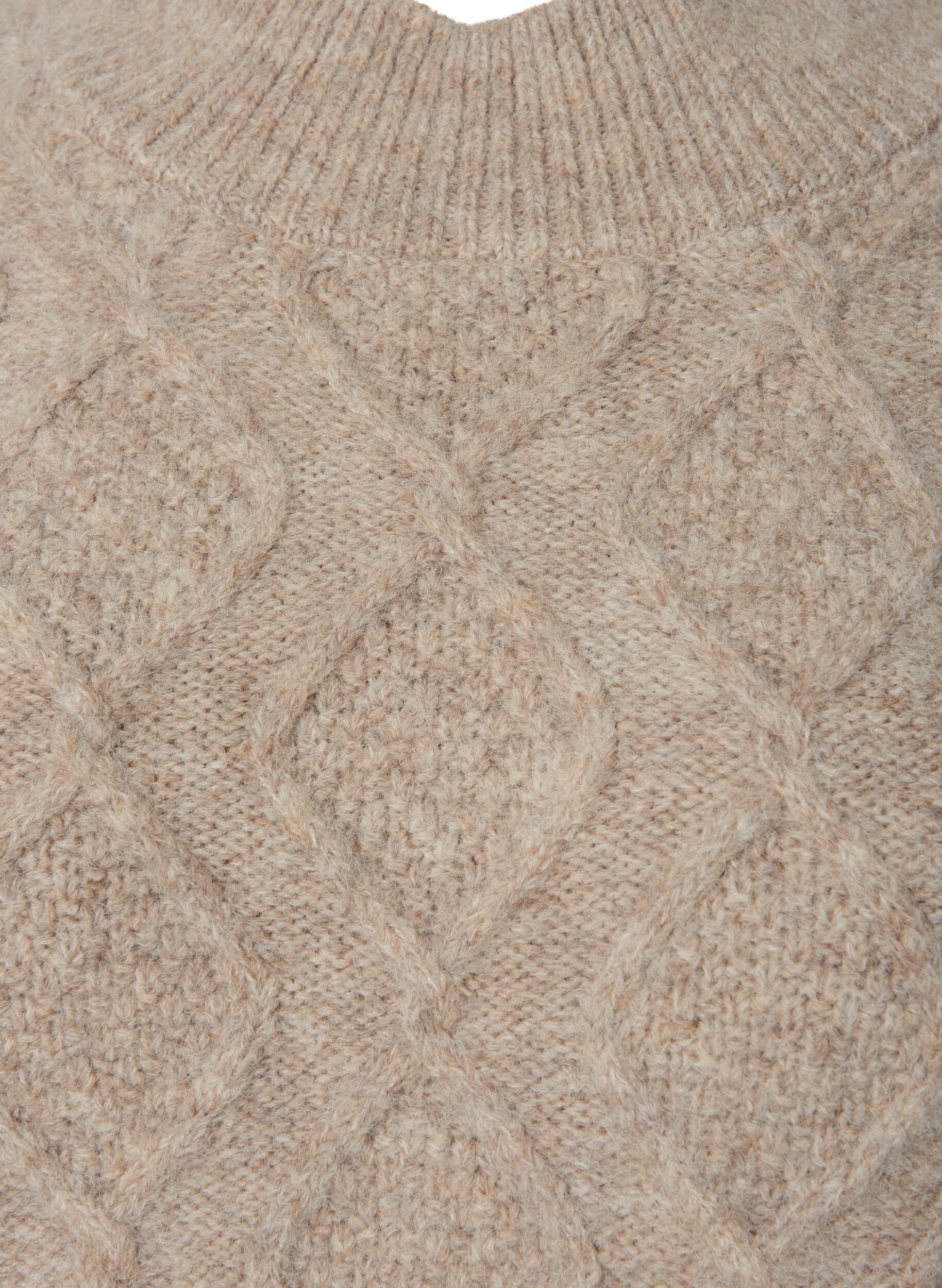 Zizzi Pull en tricot &agrave; motifs avec col roul&eacute;, Simply Taupe Mel., Packshot image number 2