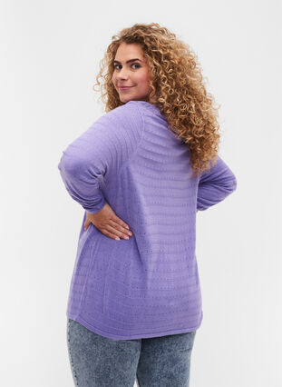 Pull en tricot avec col rond, Paisley Purple, Model image number 1