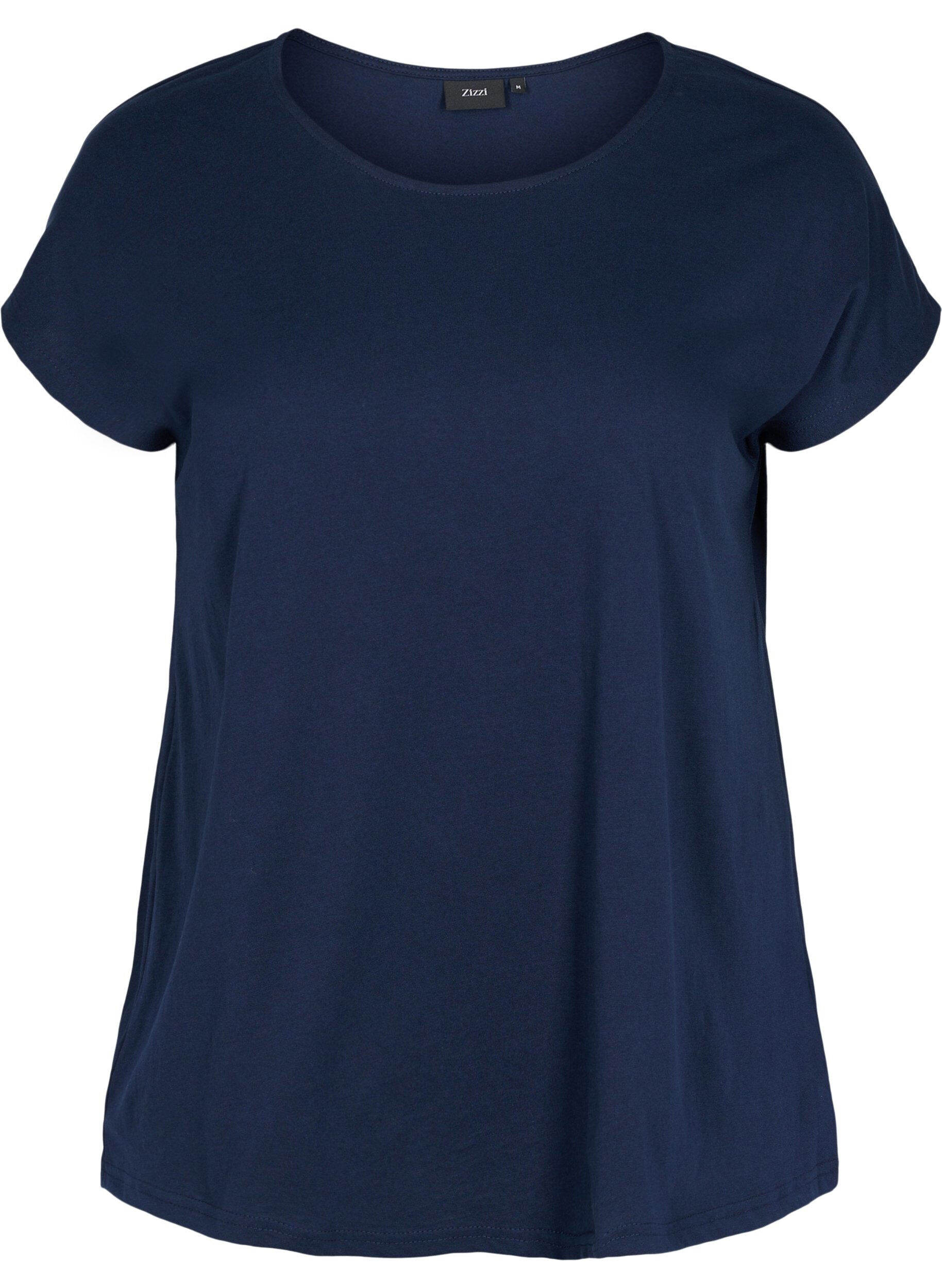 Zizzi T-shirt en m&eacute;lange coton, Navy Blazer, Packshot image number 0