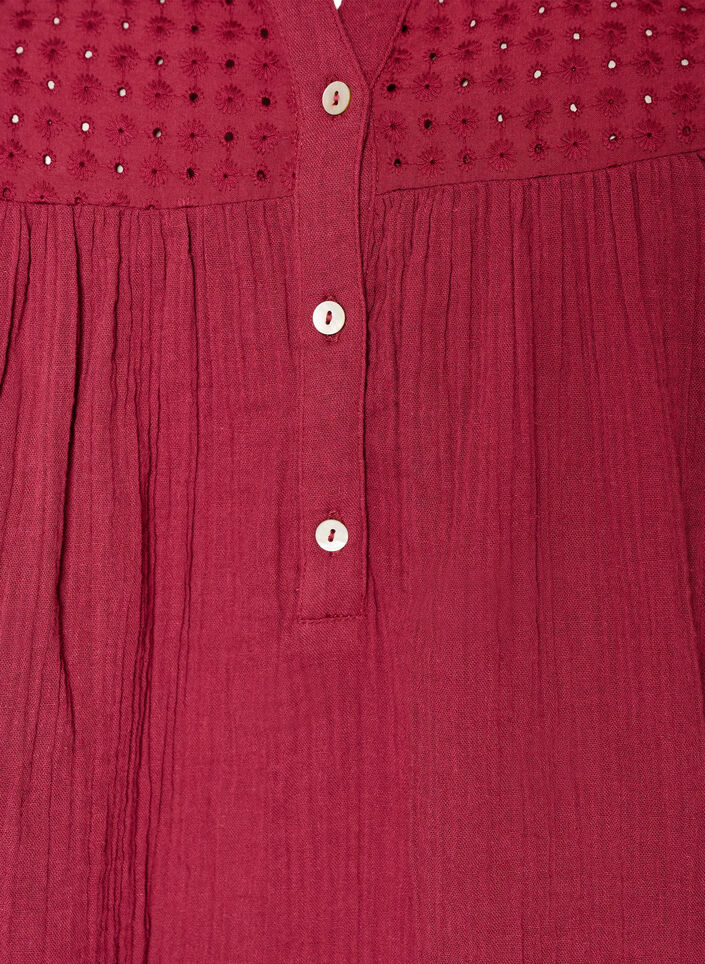 Tunique en mousseline de coton avec broderie anglaise, Rouge, Packshot image number 2