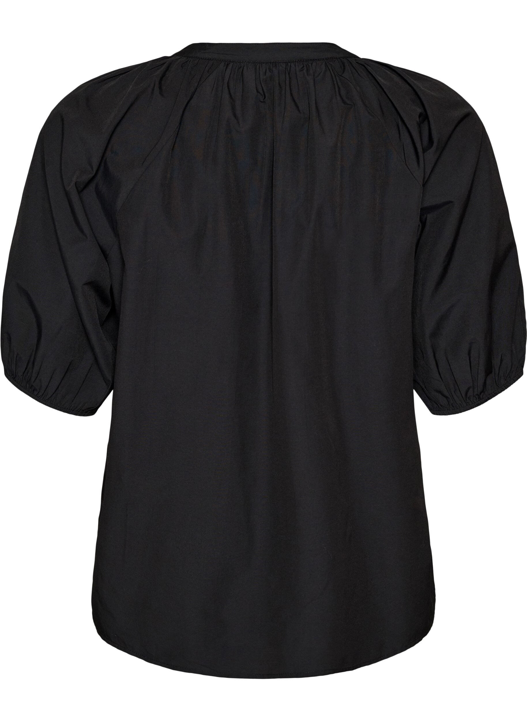 ZizziOverhemdblouse met knoopsluiting en strikceintuur, Zwart, Packshot image number 1