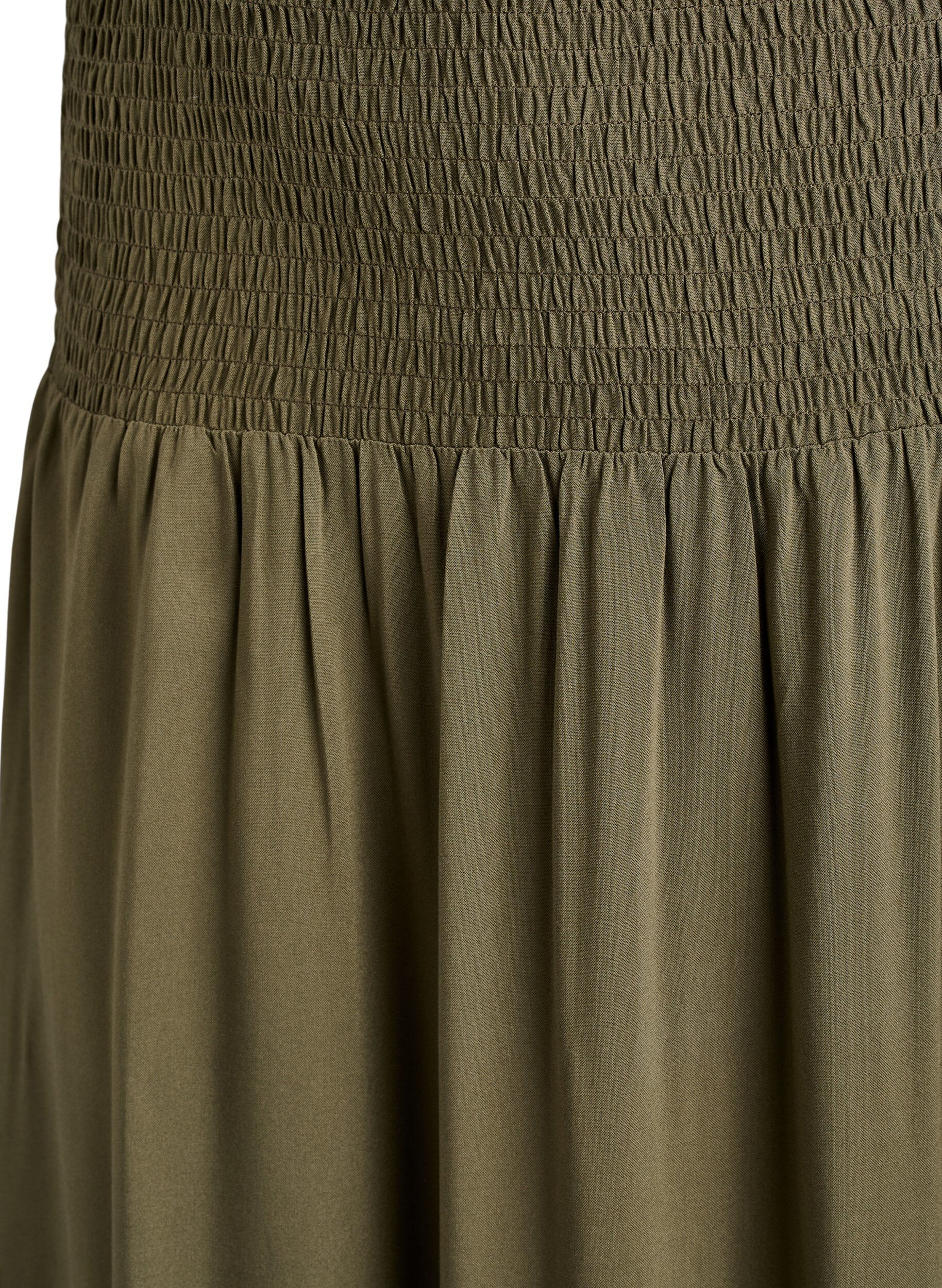 ZizziMaxi rok in viscose met smokwerk, Groen, Packshot image number 2