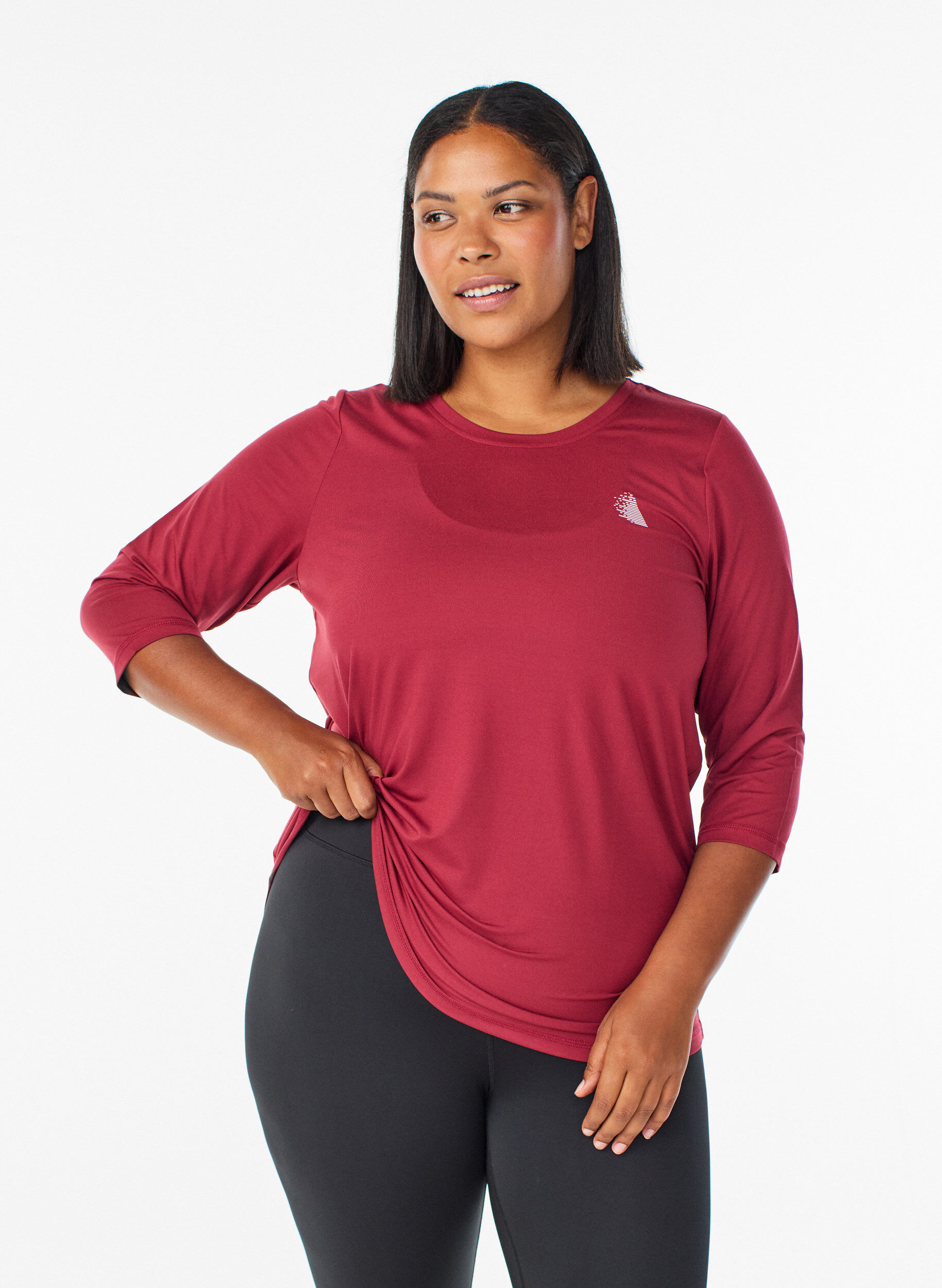Haut de sport &agrave; manches 3/4, Rouge, Model