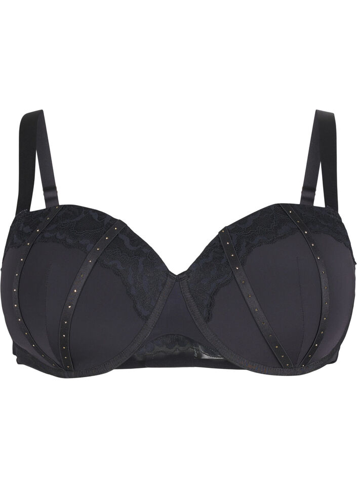 Soutien-gorge moulé avec des détails de strass, Black, Packshot image number 0
