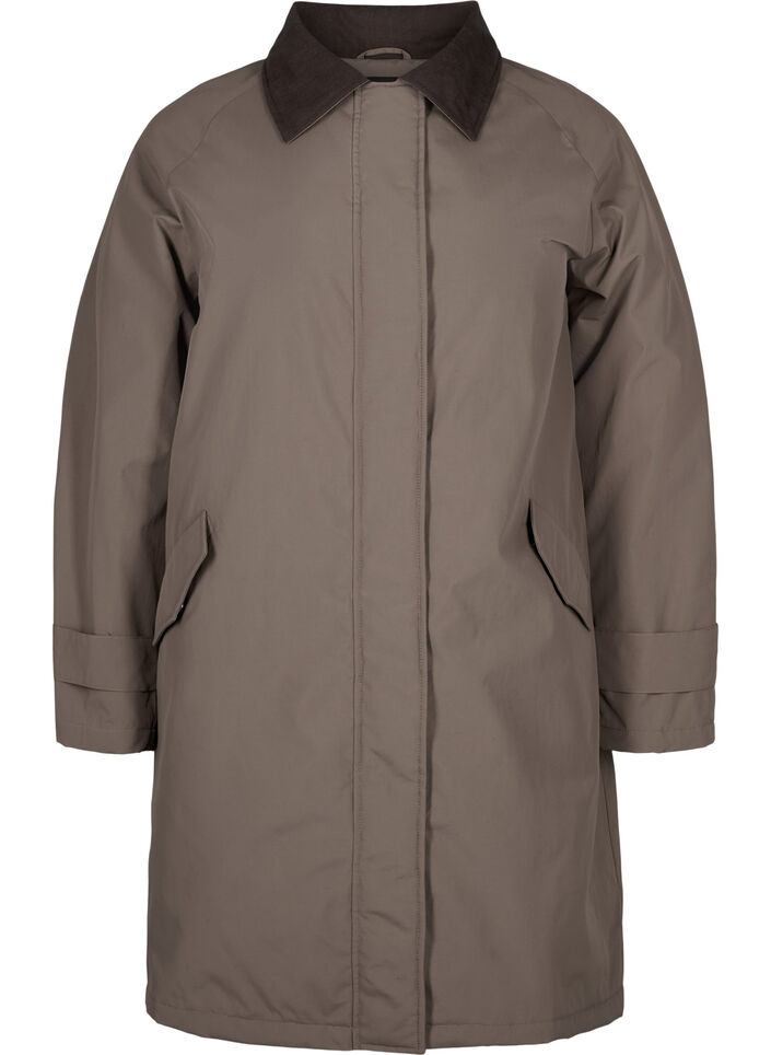 Manteau de transition avec col et poches en velours, Chocolate Chip, Packshot image number 0