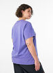 T-shirt en coton avec imprim&eacute; sur le devant et effet d&eacute;lav&eacute;, Violet, Model image number 2