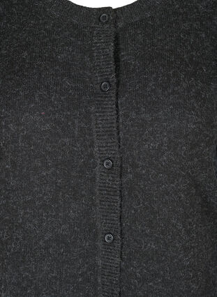 Kort gemêleerd gebreid vest met knoopsluiting, Black, Packshot image number 2