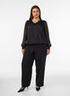Gestreepte blouse met ballonvorm, Zwart, Model image number 1