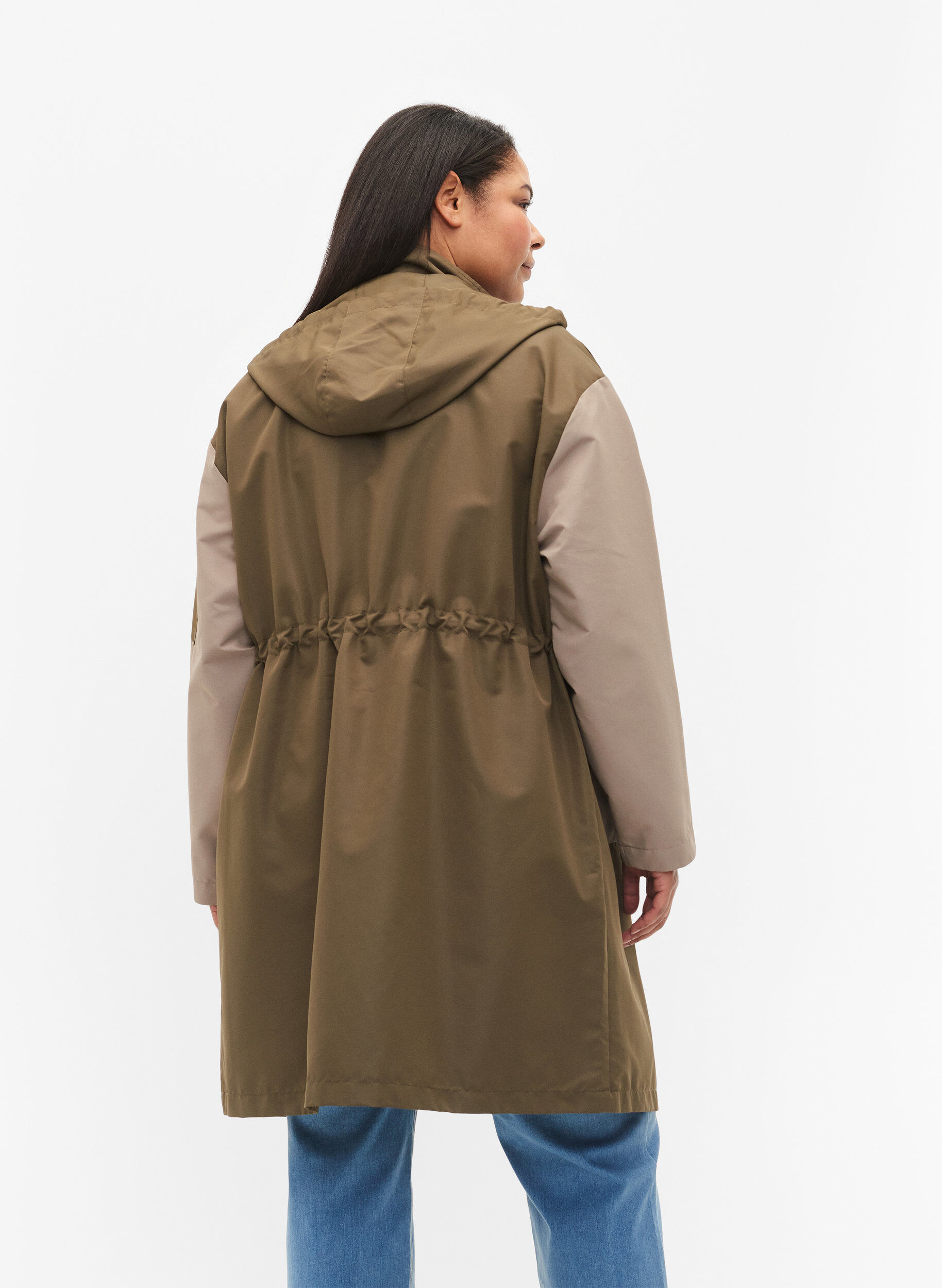 Zizzi Veste contrast&eacute;e avec poches, Dark Olive Comb., Model image number 1