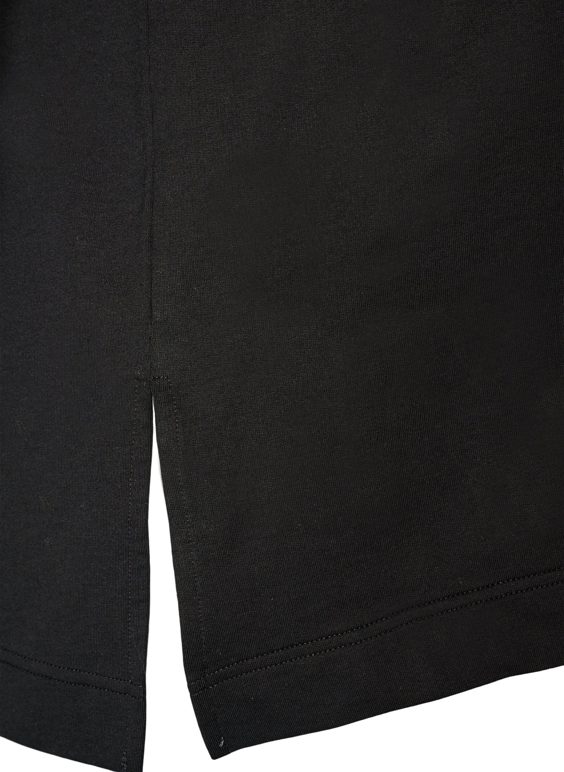ZizziActive T-shirt met een losse pasvorm en geborduurde statement, Zwart, Packshot image number 3