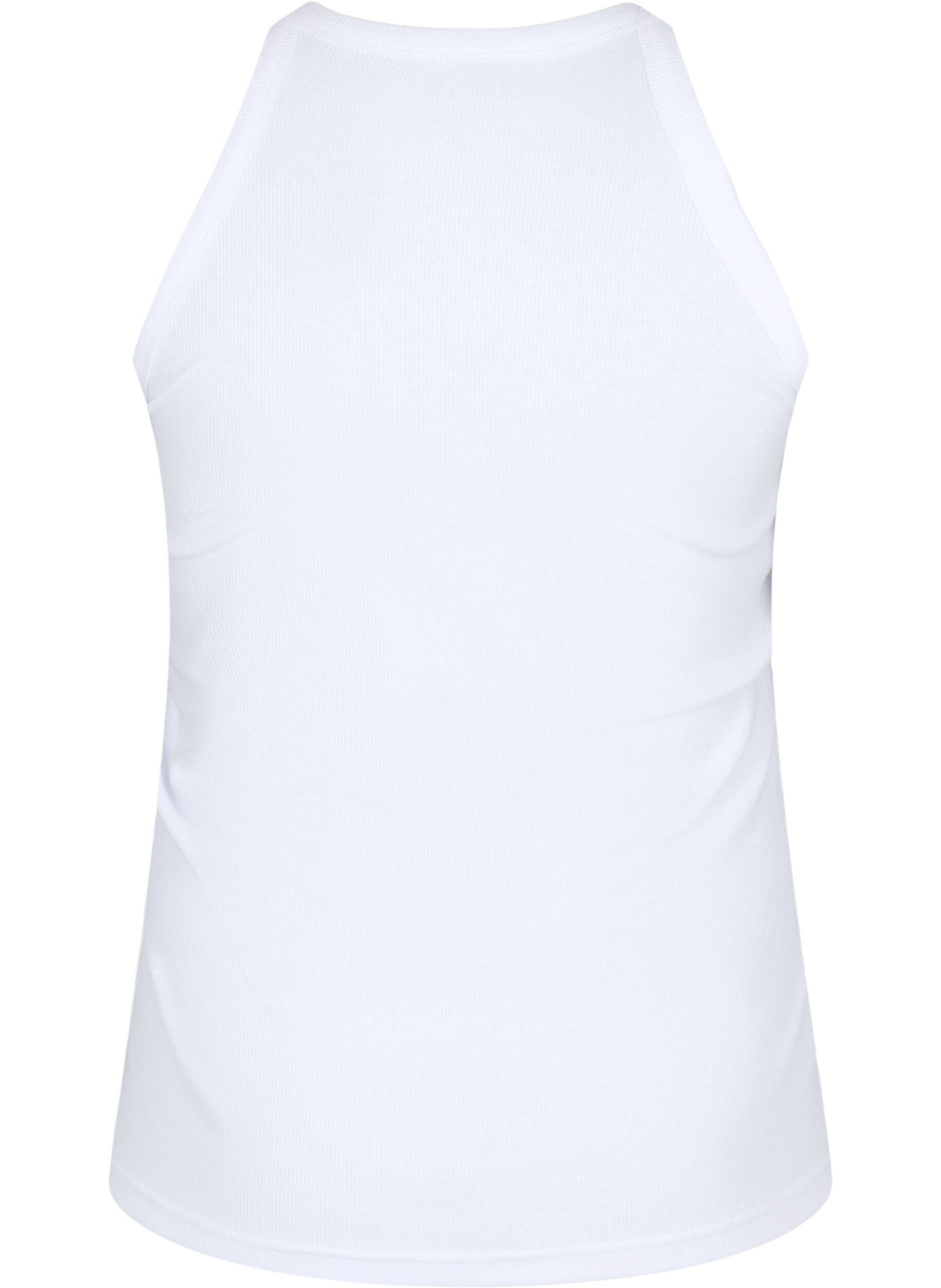 ZizziGeribde katoenen tanktop, Bright White, Packshot image number 1