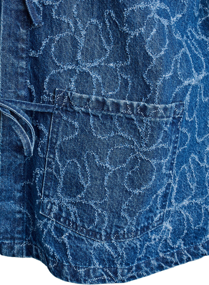 Veste en jean avec nœud de fermeture et poches, Blue Denim Destroy, Packshot image number 3