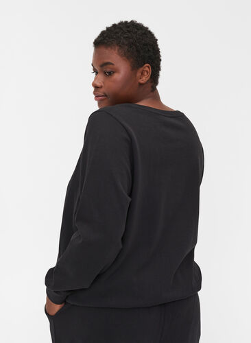 Gaaf sweatshirt met print, Black, Model image number 1