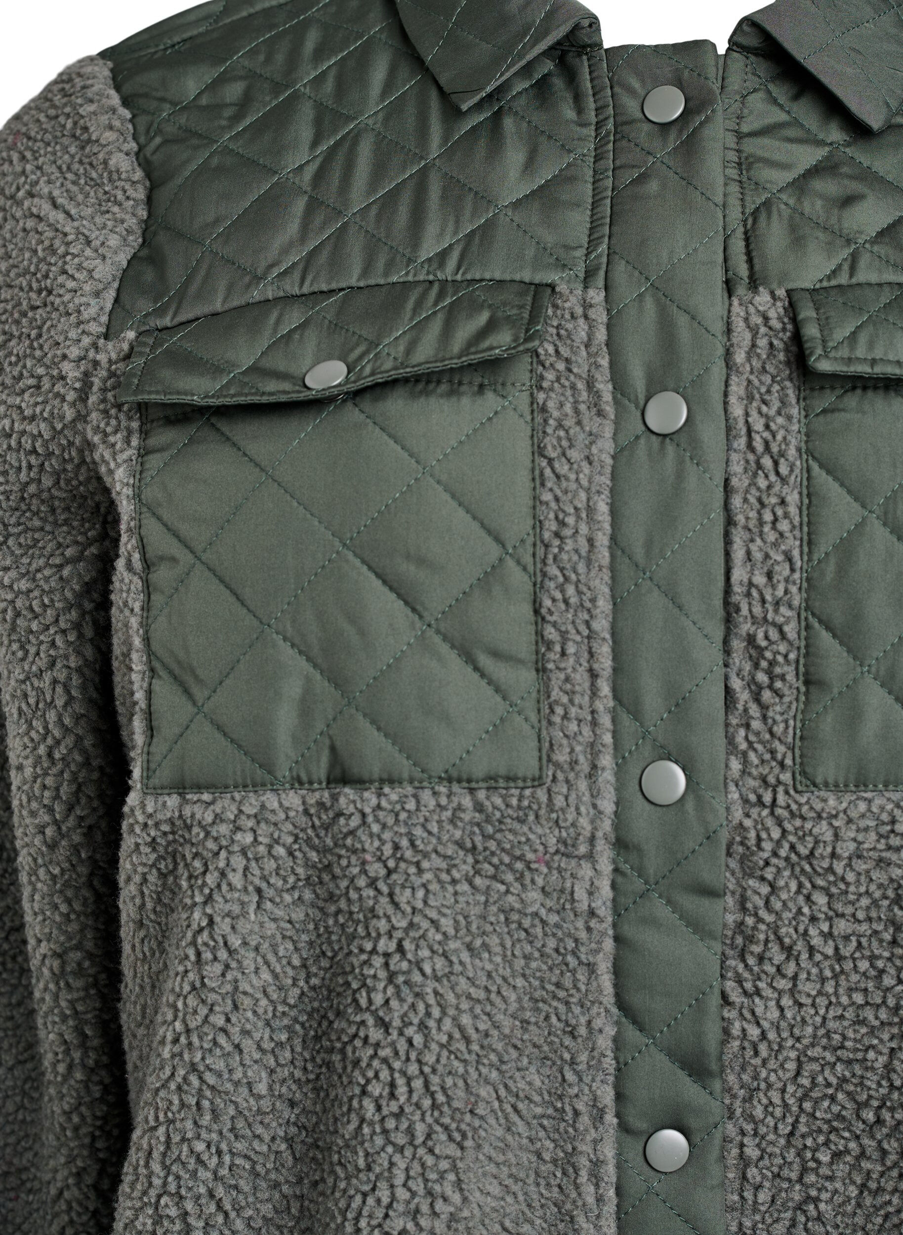 Zizzi Veste polaire avec d&eacute;tails matelass&eacute;s, Vert fonc&eacute;, Packshot image number 2