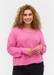 Gebreide blouse met lange mouwen van biologisch katoen, Wild Orchid, Model image number 0
