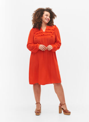 Robes à manches longues avec volants, Orange.com, Model image number 2
