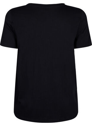 T-shirt met tekstmotief, Black W. Rhinestones, Packshot image number 1