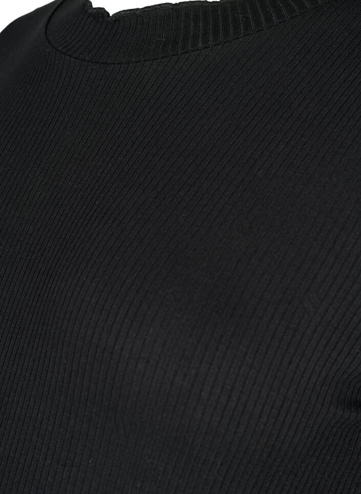 Zwangerschapsblouse met lange mouwen in ribstof, Black, Packshot image number 2