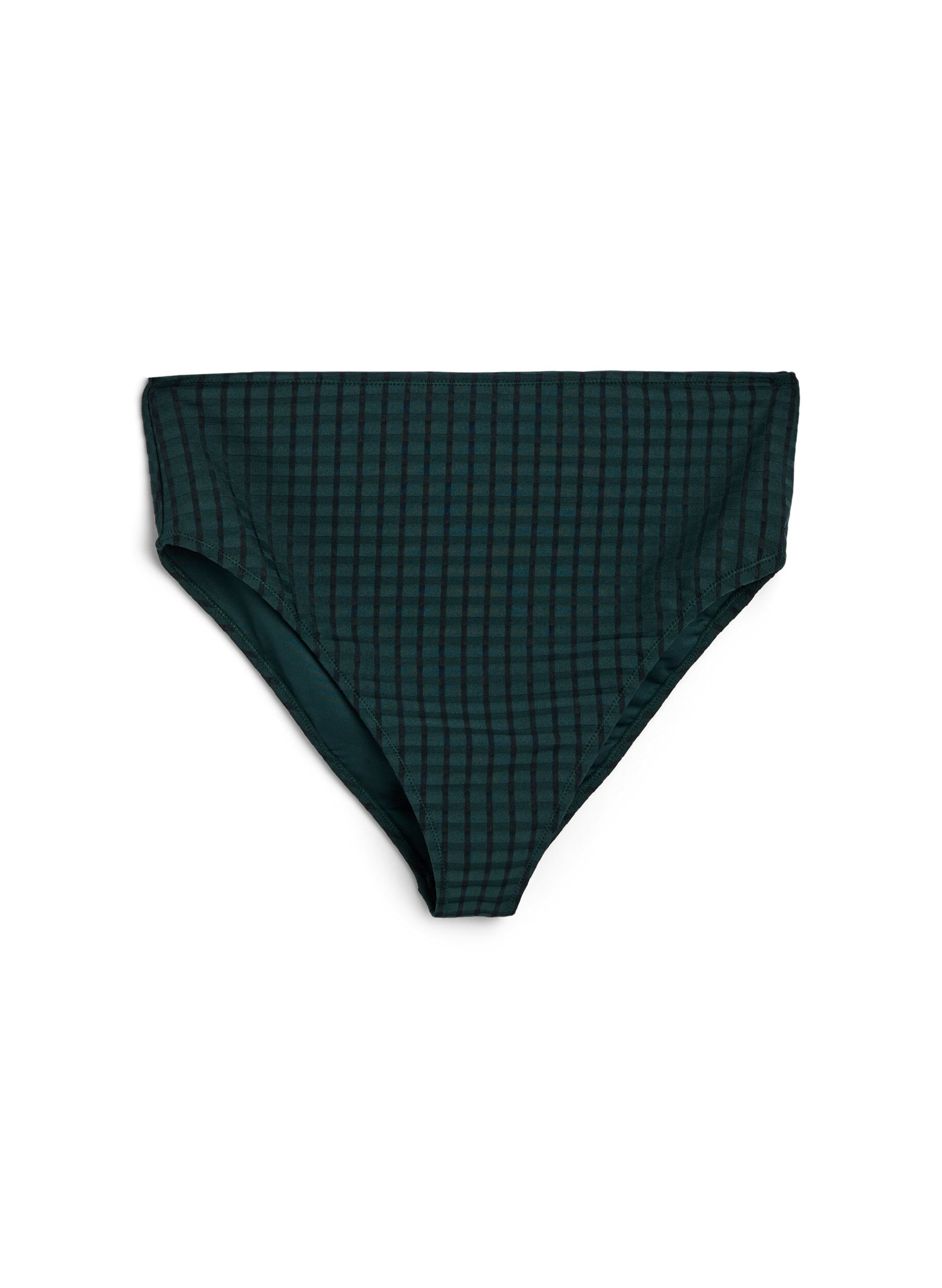 Culotte de bikini &eacute;carlate &agrave; carreaux, taille haute &agrave; coupe tai