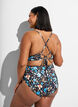 Culotte de bikini taille haute &agrave; imprim&eacute; floral, Bleu, Model image number 1