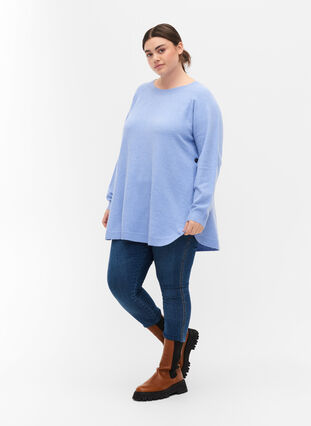 Pull en tricot avec des boutons, Lavender Lustre, Model image number 3